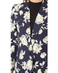 Женский темно-синий пиджак с цветочным принтом от Smythe