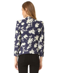Женский темно-синий пиджак с цветочным принтом от Smythe