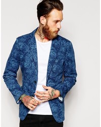 Мужской темно-синий пиджак с цветочным принтом от Sisley