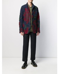 Мужской темно-синий пиджак с цветочным принтом от Engineered Garments