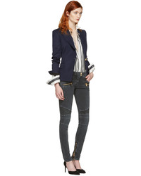 Женский темно-синий пиджак от Balmain