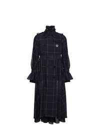 Темно-синий плащ в клетку