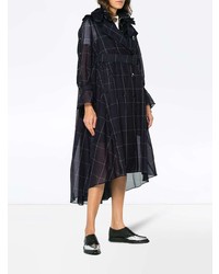 Женский темно-синий плащ в клетку от Sacai