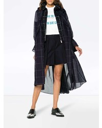Женский темно-синий плащ в клетку от Sacai