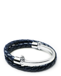 Темно-синий плетеный браслет