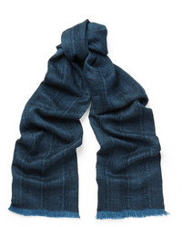 Темно-синий плетеный шарф