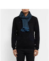 Мужской темно-синий плетеный шарф от Lanvin