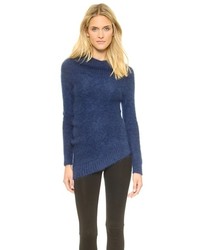 Женский темно-синий пушистый свитер с круглым вырезом от Zero Maria Cornejo