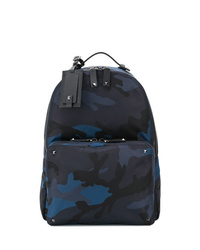 Мужской темно-синий рюкзак с камуфляжным принтом от Valentino
