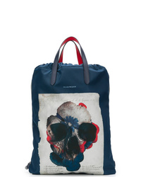 Мужской темно-синий рюкзак с принтом от Alexander McQueen