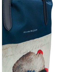 Мужской темно-синий рюкзак с принтом от Alexander McQueen