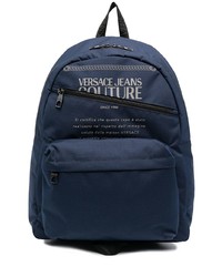 Мужской темно-синий рюкзак с принтом от VERSACE JEANS COUTURE