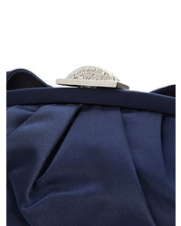 Темно-синий сатиновый клатч от Judith Leiber Couture