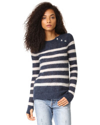 Женский темно-синий свитер в горизонтальную полоску от Pam & Gela