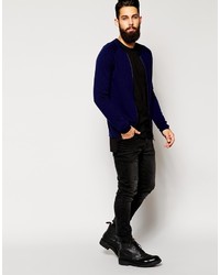 Мужской темно-синий свитер на молнии от Asos