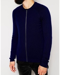Мужской темно-синий свитер на молнии от Asos