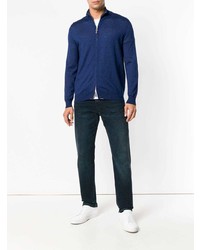 Мужской темно-синий свитер на молнии от N.Peal