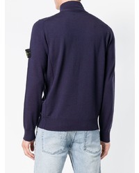 Мужской темно-синий свитер на молнии от Stone Island