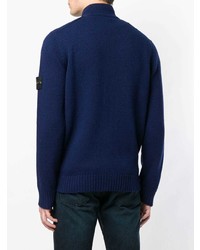 Мужской темно-синий свитер на молнии от Stone Island