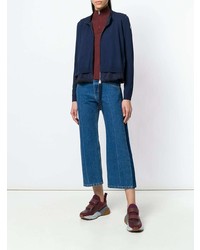 Женский темно-синий свитер на молнии от Moncler