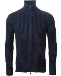 Мужской темно-синий свитер на молнии