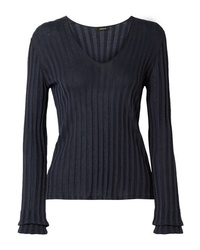 Женский темно-синий свитер с v-образным вырезом от Akris