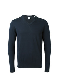 Мужской темно-синий свитер с v-образным вырезом от Aspesi