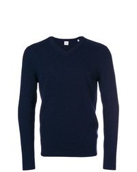 Мужской темно-синий свитер с v-образным вырезом от Aspesi