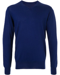Мужской темно-синий свитер с v-образным вырезом от Attachment