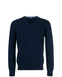 Мужской темно-синий свитер с v-образным вырезом от Barba