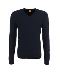 Мужской темно-синий свитер с v-образным вырезом от Boss Orange