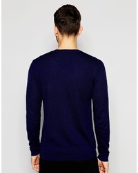 Мужской темно-синий свитер с v-образным вырезом от Asos