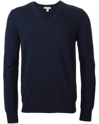Мужской темно-синий свитер с v-образным вырезом от Burberry
