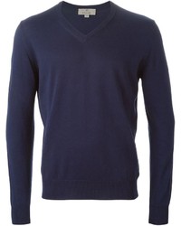 Мужской темно-синий свитер с v-образным вырезом от Canali