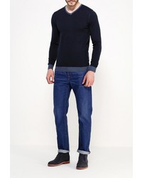 Мужской темно-синий свитер с v-образным вырезом от Celio