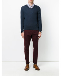 Мужской темно-синий свитер с v-образным вырезом от Etro