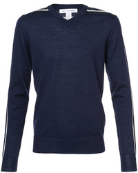 Мужской темно-синий свитер с v-образным вырезом от Comme des Garcons