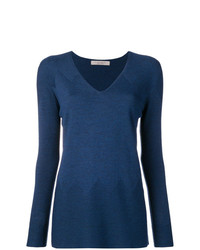 Женский темно-синий свитер с v-образным вырезом от D-Exterior