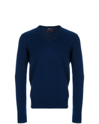 Мужской темно-синий свитер с v-образным вырезом от Dell'oglio