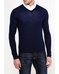 Мужской темно-синий свитер с v-образным вырезом от DKNY