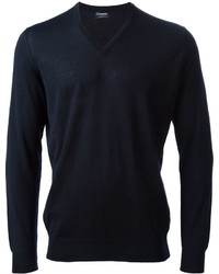 Мужской темно-синий свитер с v-образным вырезом от Drumohr