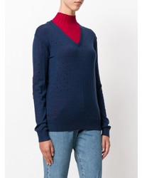 Женский темно-синий свитер с v-образным вырезом от Sonia Rykiel