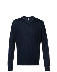 Мужской темно-синий свитер с v-образным вырезом от Eleventy