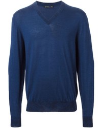 Мужской темно-синий свитер с v-образным вырезом от Etro