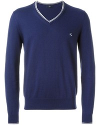Мужской темно-синий свитер с v-образным вырезом от Fay