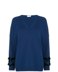Женский темно-синий свитер с v-образным вырезом от Fendi