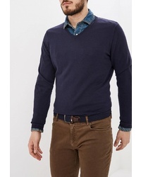Мужской темно-синий свитер с v-образным вырезом от Fresh Brand