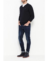 Мужской темно-синий свитер с v-образным вырезом от Gant