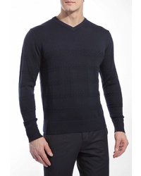 Мужской темно-синий свитер с v-образным вырезом от Grostyle