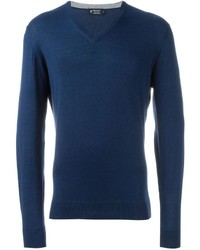 Мужской темно-синий свитер с v-образным вырезом от Hackett